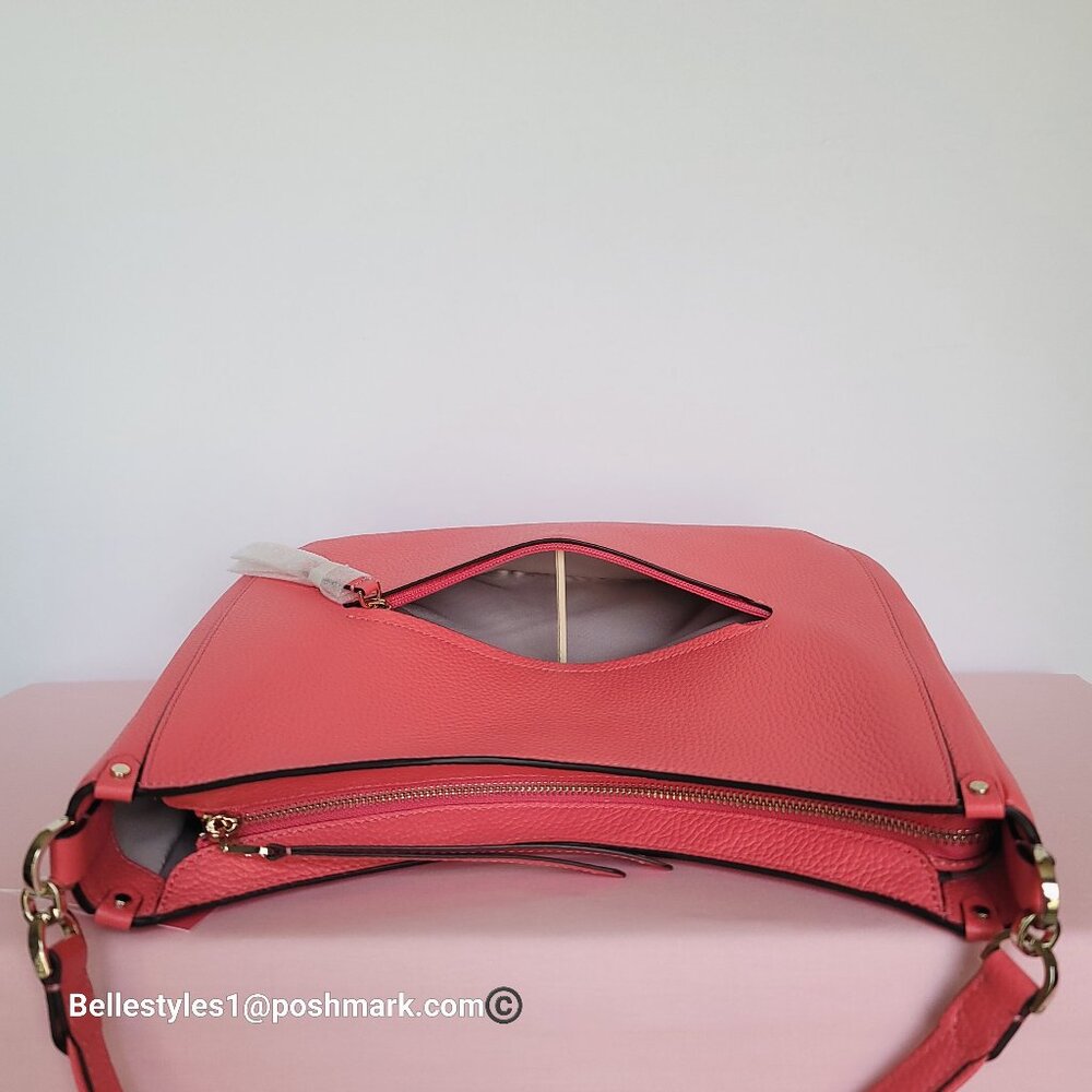 KATE SPADE Roulette Pebbled Leather Large Hobo Bag- Peach Melba color π$178.β - Picture 7 of 16